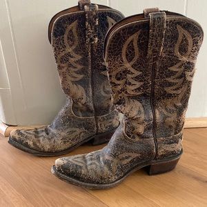 Distressed style Lucchesse cowgirl boots snip toe